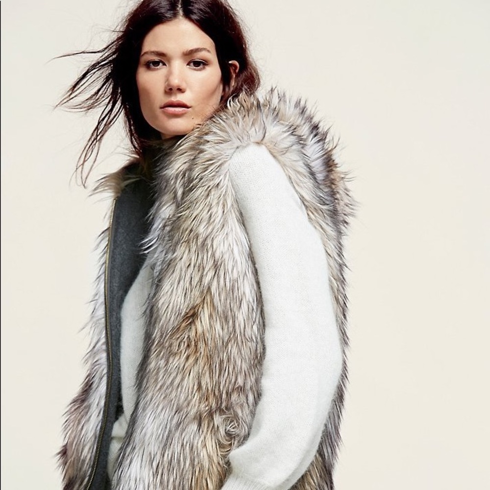 Free People x 6 Shore Road FAUX FUR HOODED VEST